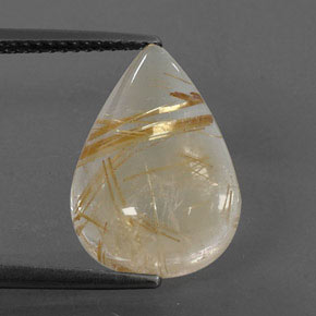 Quartzo rutilado amarelo natural 6,38ct, formato de pêra, transparente