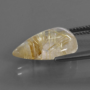 Quartzo rutilado amarelo natural 6,38ct, formato de pêra, transparente
