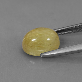 Quartzo rutilado amarelo natural 1,89ct, corte oval, translúcido
