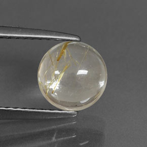 Quartzo rutilado amarelo natural 1,53ct, corte redondo, transparente