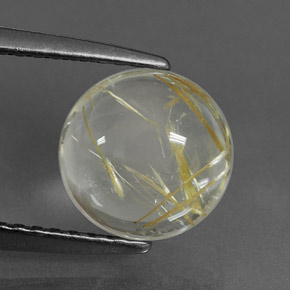 Quartzo rutilado amarelo natural 2,11ct, corte redondo, transparente