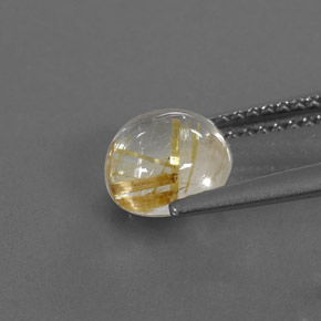 Quartzo rutilado amarelo natural 1,61ct, corte redondo, transparente