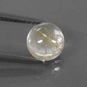 Quartzo rutilado amarelo natural 1,83ct, corte redondo, transparente