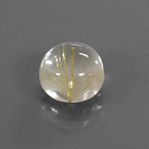 Quartzo rutilado amarelo natural 1,83ct, corte redondo, transparente