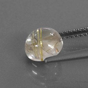 Quartzo rutilado amarelo natural 1,83ct, corte redondo, transparente
