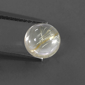 Quartzo rutilado amarelo natural 1,43ct, corte redondo, transparente