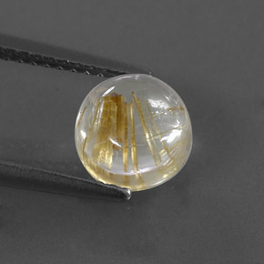 Quartzo rutilado amarelo natural 1,82ct, corte redondo, transparente