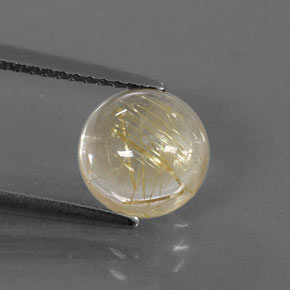 Quartzo rutilado amarelo natural 2,41ct, corte redondo, transparente