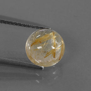 Quartzo rutilado amarelo natural 2,00ct, corte redondo, transparente