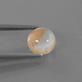 Quartzo rutilado amarelo natural 1,55ct, corte redondo, transparente