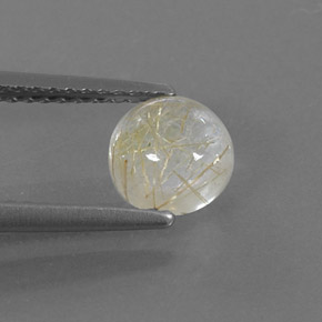 Quartzo rutilado amarelo natural 1,19ct, corte redondo, transparente