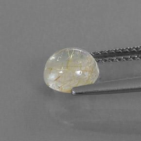 Quartzo rutilado amarelo natural 1,19ct, corte redondo, transparente