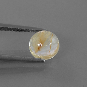 Quartzo rutilado amarelo natural 1,81ct, corte redondo, transparente