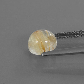 Quartzo rutilado amarelo natural 1,81ct, corte redondo, transparente