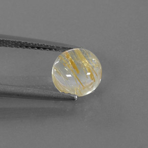 Quartzo rutilado amarelo natural 1,61ct, corte redondo, transparente