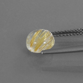 Quartzo rutilado amarelo natural 1,61ct, corte redondo, transparente