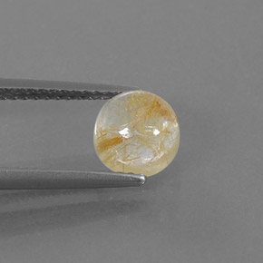Quartzo rutilado amarelo natural 1,48ct, corte redondo, transparente