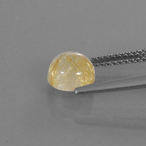 Quartzo rutilado amarelo natural 1,48ct, corte redondo, transparente