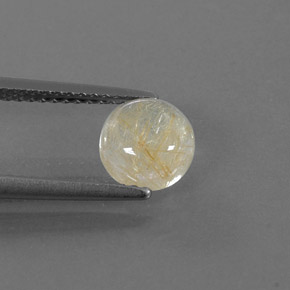 Quartzo rutilado amarelo natural 1,32ct, corte redondo, transparente