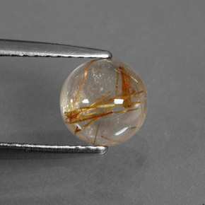 Quartzo rutilado amarelo natural 1,33ct, corte redondo, transparente