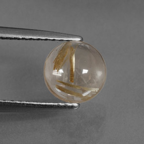 Quartzo rutilado amarelo natural 1,40ct, corte redondo, transparente