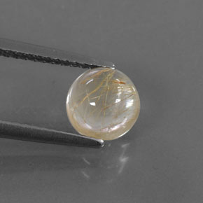 Quartzo rutilado amarelo natural 1,62ct, corte redondo, transparente