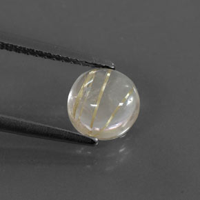 Quartzo rutilado amarelo natural 1,50ct, corte redondo, transparente