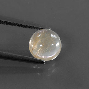 Quartzo rutilado amarelo natural 1,42ct, corte redondo, transparente