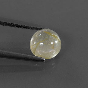 Quartzo rutilado amarelo natural 1,39ct, corte redondo, transparente