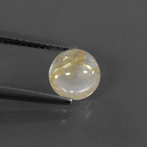 Quartzo rutilado amarelo natural 1,37ct, corte redondo, transparente