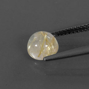 Quartzo rutilado amarelo natural 1,37ct, corte redondo, transparente