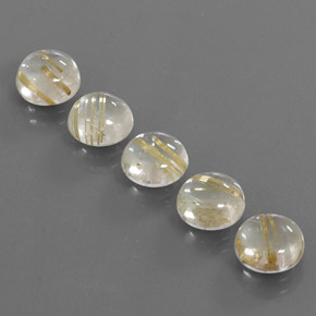Pedras preciosas de quartzo rutilado amarelo natural de  ct, corte redondo, transparente
