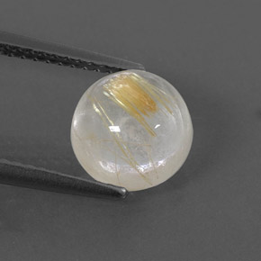 Quartzo rutilado amarelo natural 2,63ct, corte redondo, transparente