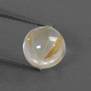 Quartzo rutilado amarelo natural 2,74ct, corte redondo, transparente