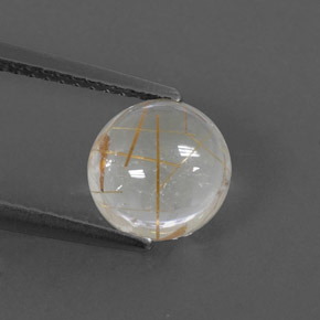 Quartzo rutilado amarelo natural 1,99ct, corte redondo, transparente