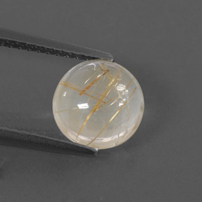 Quartzo rutilado amarelo natural 1,78ct, corte redondo, transparente