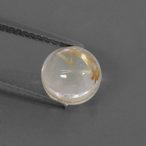 Quartzo rutilado amarelo natural 1,66ct, corte redondo, transparente