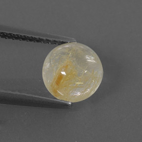 Quartzo rutilado amarelo natural 1,65ct, corte redondo, transparente