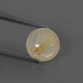 Quartzo rutilado amarelo natural 1,50ct, corte redondo, transparente