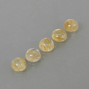 Pedras preciosas de quartzo rutilado amarelo natural de  ct, corte redondo, transparente