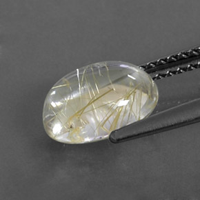 Quartzo rutilado amarelo natural 2,04ct, corte oval, transparente