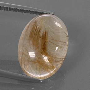 Quartzo rutilado amarelo natural 14,50ct, corte oval, transparente