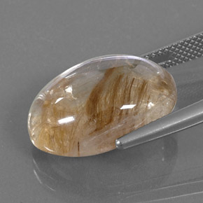Quartzo rutilado amarelo natural 14,50ct, corte oval, transparente
