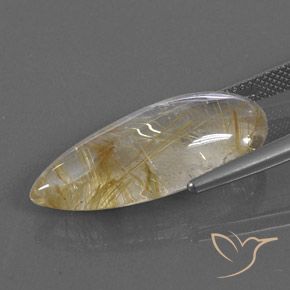 Quartzo Rutilo Castanho Dourado Muito Claro Natural 13.10ct, Formato de pêra, Transparente