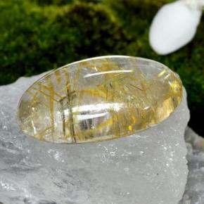 Quartzo rutilado amarelo natural 42,48ct, corte oval, transparente