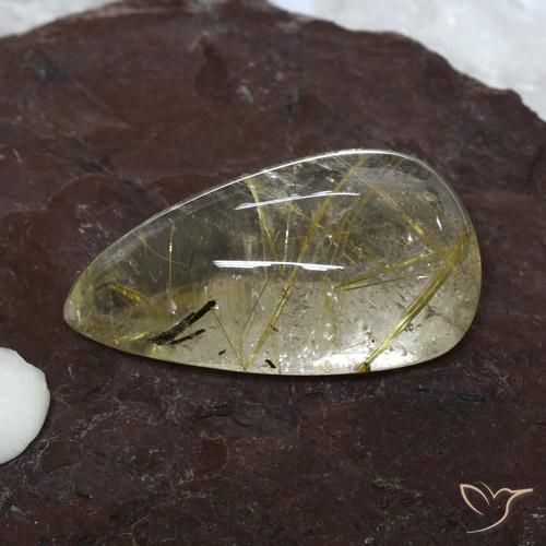 Quartzo Rutilo Castanho Dourado Muito Claro Natural 20.18ct, Formato de pêra, Transparente