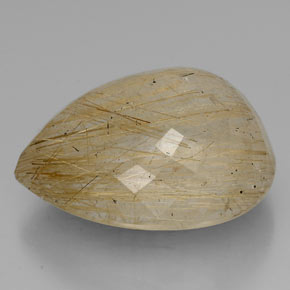 Quartzo rutilado ouro natural 60,42ct, formato de pêra, transparente