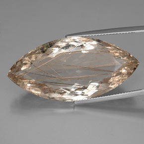 Quartzo rutilado amarelo natural 46,12ct, marquise, transparente
