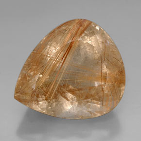 Quartzo rutilado ouro natural 102,45ct, formato de pêra, transparente