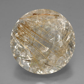 Quartzo rutilado amarelo natural 88,29ct, corte redondo, transparente